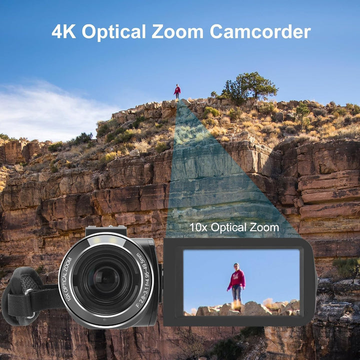 ORDRO 4K Videokamera Camcorder Ultra HD Camcorder mit 10-Fach Optischem Zoom & 120-fachem Digitalzoo
