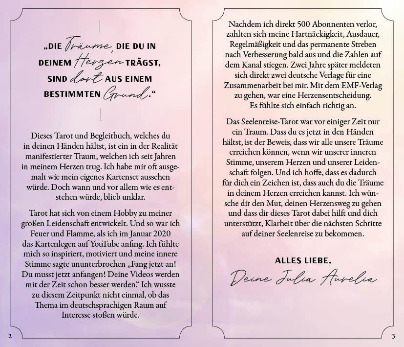 Tarot-Kartenset: Seelenreise Tarot: 78 kunstvoll illustrierte Karten mit Goldrand und Begleitbuch, T