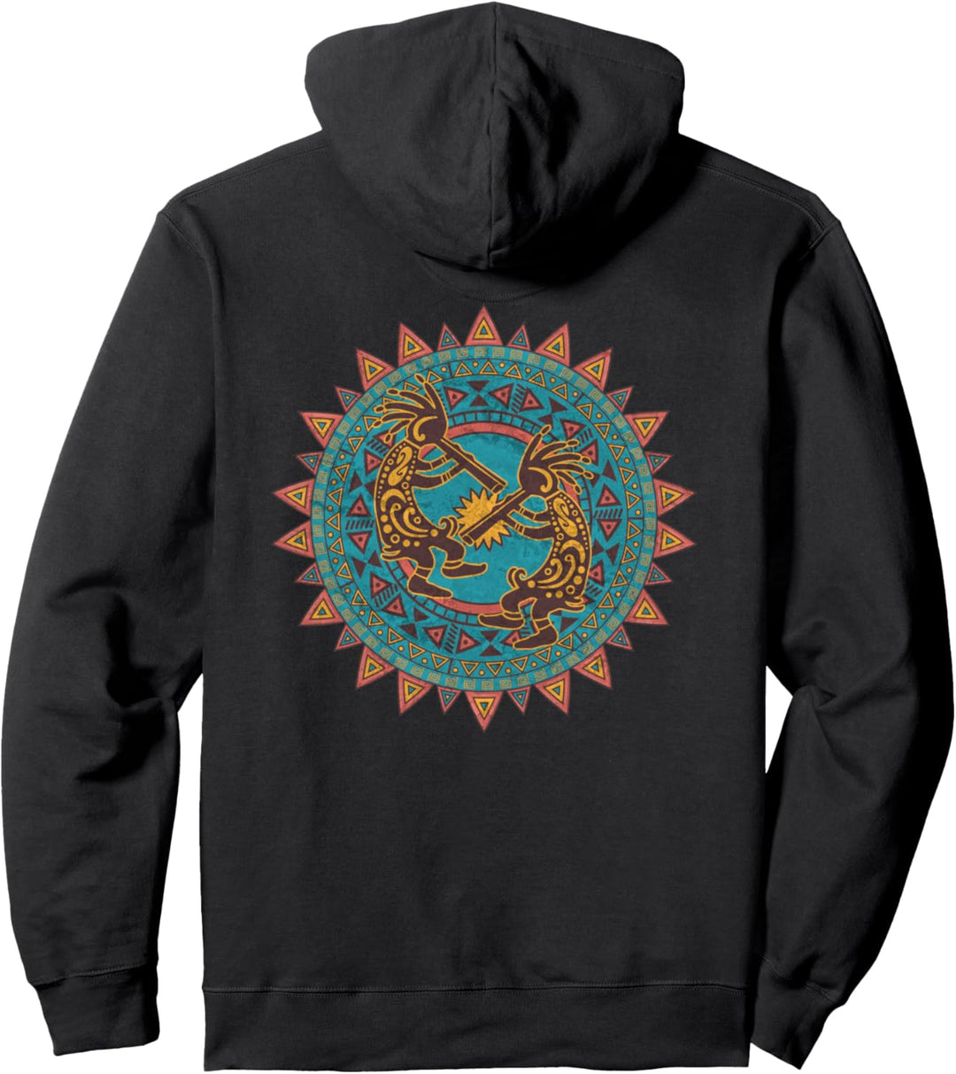 Kokopelli Duo - Sun Ornaments 1 - Fan Fun Pullover Hoodie