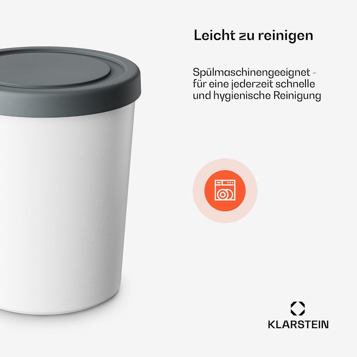 Klarstein Eisbehälter Für Speiseeis – 2x 1L, Spülmaschinenfest, Mit Deckel, Kunststoff, Für Selbstge