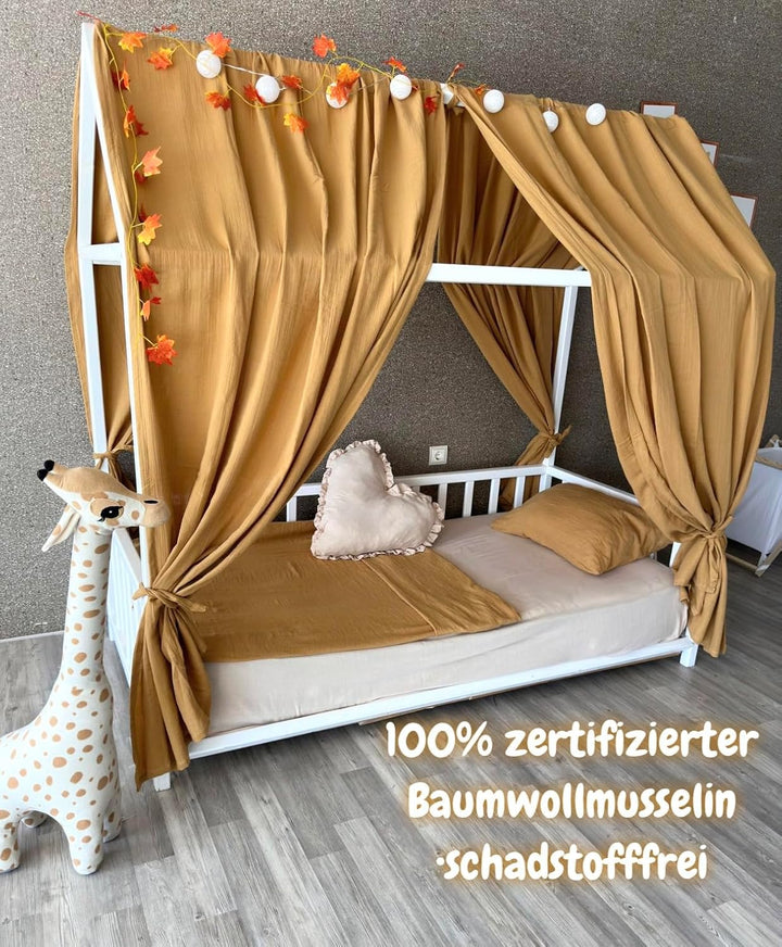 Baby Fancyroom extra breiter Betthimmel für Kinderbett Hausbett Himmel Vorhang Baldachin 100% Baumwo