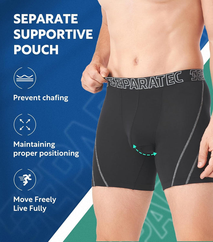 Separatec Herren Boxershorts Glattes Bambus Rayon mit getrennten Beuteln Unterwäsche 3er Pack Boxers