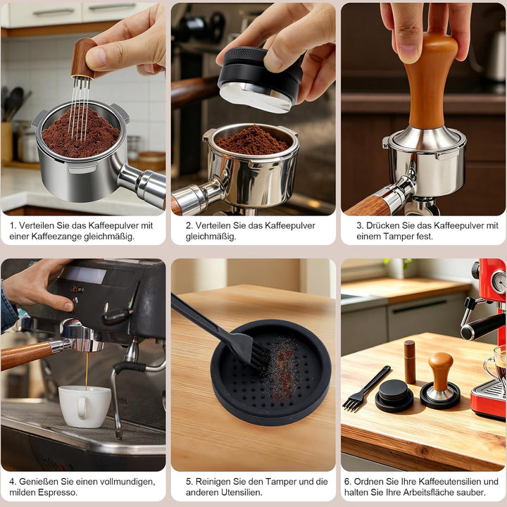 Scettar 304 Tamper 51mm Leveler 51mm, Espresso Zubehör Kaffee Tamper,WDT Tool,Tampermatte Set Kaffee