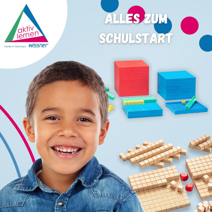 WISSNER® Dienes Dezimal-Rechenmaterial mit 121 Teilen aus nachhaltigem RE-Plastic – Aktives Lernen m