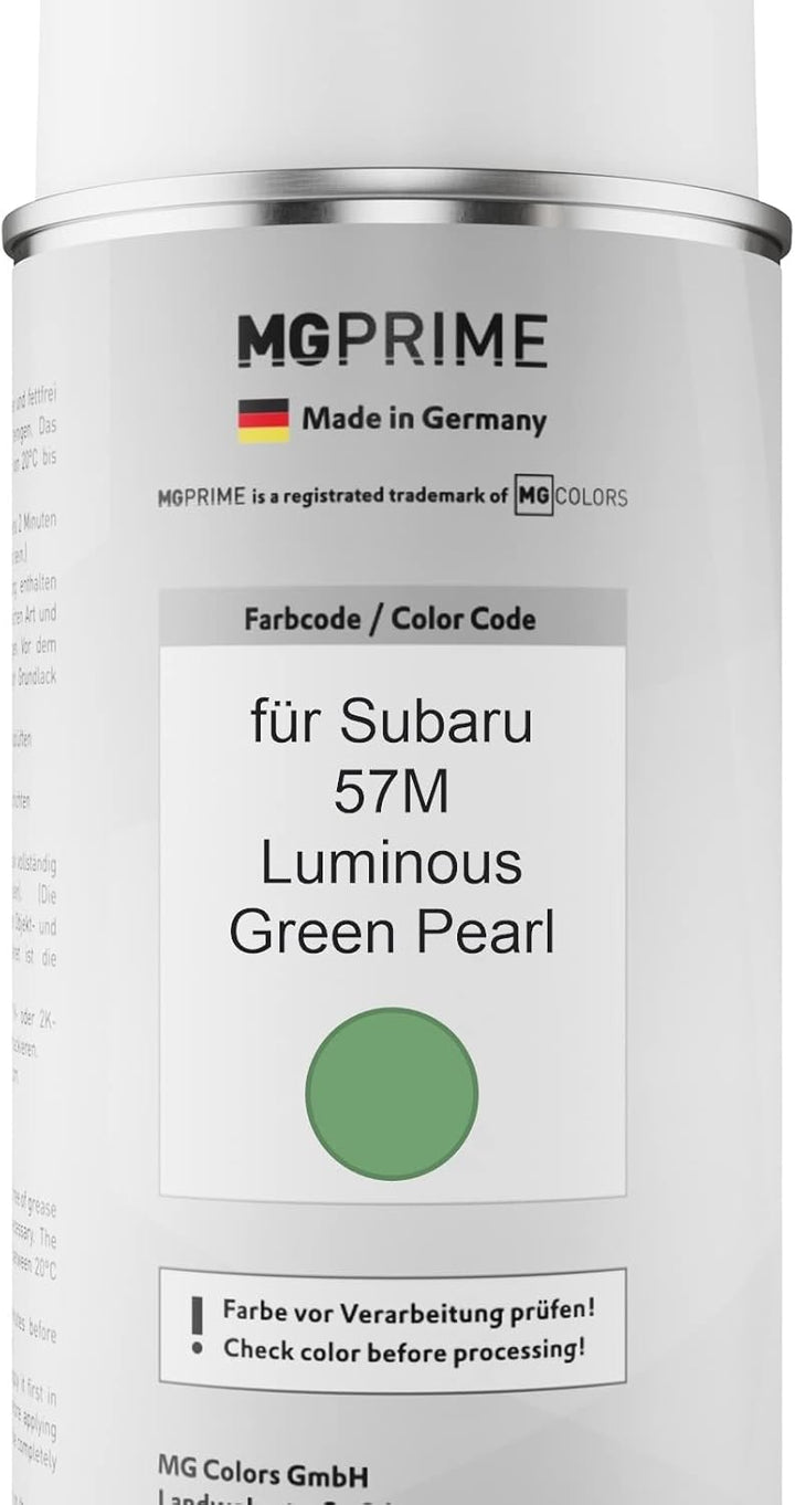 MG PRIME Autolack Sprühdosen Set für Subaru 57M Luminous Green Pearl Basislack Klarlack Spraydose 40