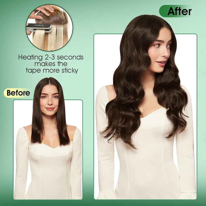 RUNATURE Tape in Extensions Echthaar 50cm 50g 20pcs Extension Echthaar Tapes Seamless Aschblond mit