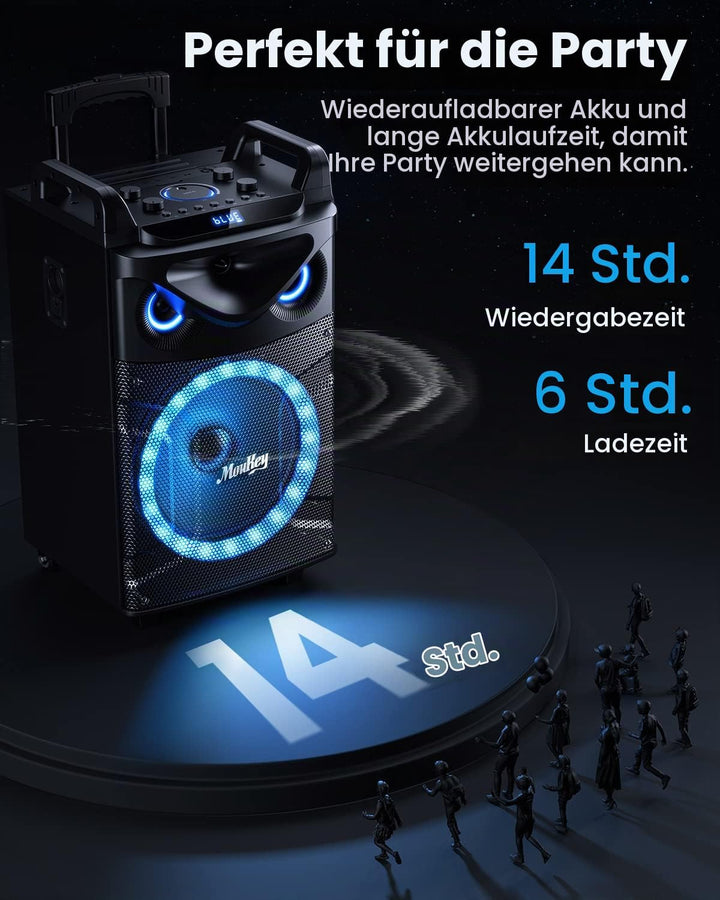 Moukey Karaoke Maschine mit 2 drahtlosen Mikrofonen, Bluetooth Lautsprecher Tragbares Karaoke Anlage