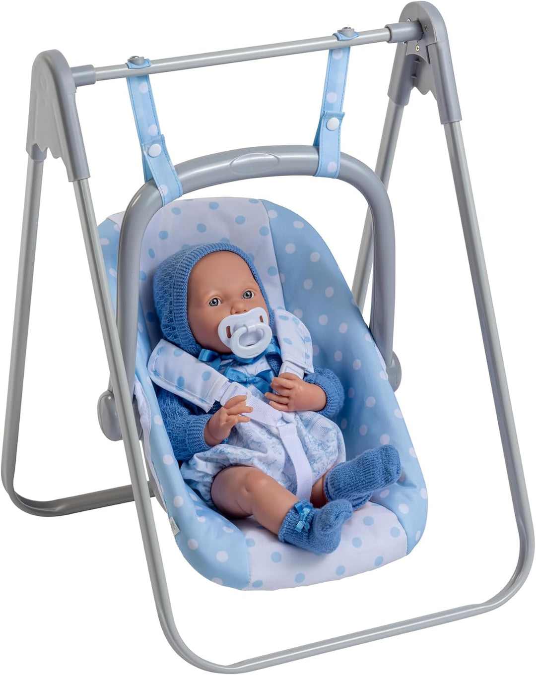JC TOYS - 2-in-1 Hängematte und Stuhl mit Mehreren Positionen, abnehmbar für Puppen bis 45 cm, blau