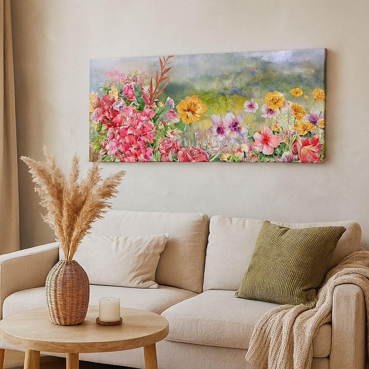 Wandbilder Dekoration Wohnzimmer blume sommer natur Panorama Bilder auf Leinwand 120x50cm Leinwandbi