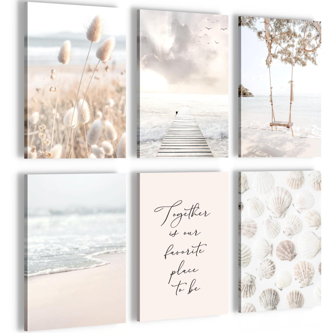 Novart Wandbilder Set - KOMPLETT AUFHÄNGFERTIG - Made in Germany - Moderne Bilder Strand Meer Relax