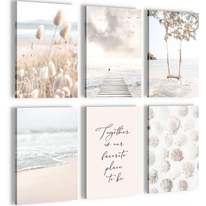 Novart Wandbilder Set - KOMPLETT AUFHÄNGFERTIG - Made in Germany - Moderne Bilder Strand Meer Relax