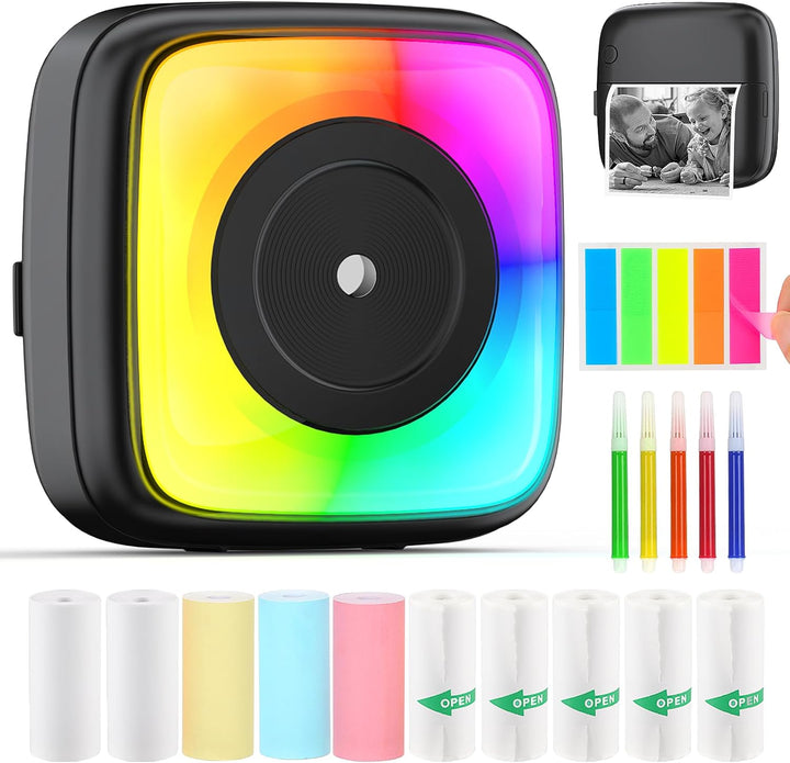 Mini Drucker, Wireless Bluetooth Fotodrucker Tragbarer Thermodrucker Smartphone Taschendrucker Kompa