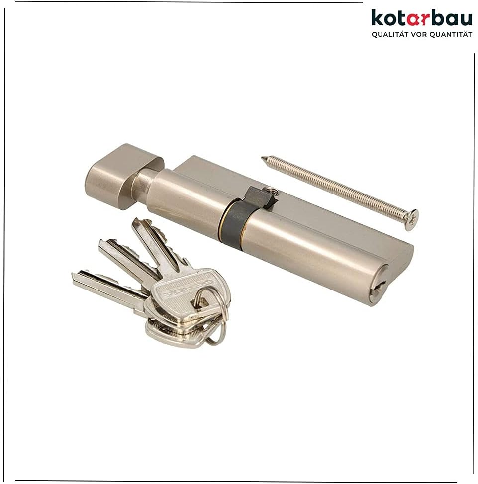 KOTARBAU Schliesszylinder 55/45 Nickel Mit Knauf Zylinderschloss Profilzylinder Türzylinder Schloss