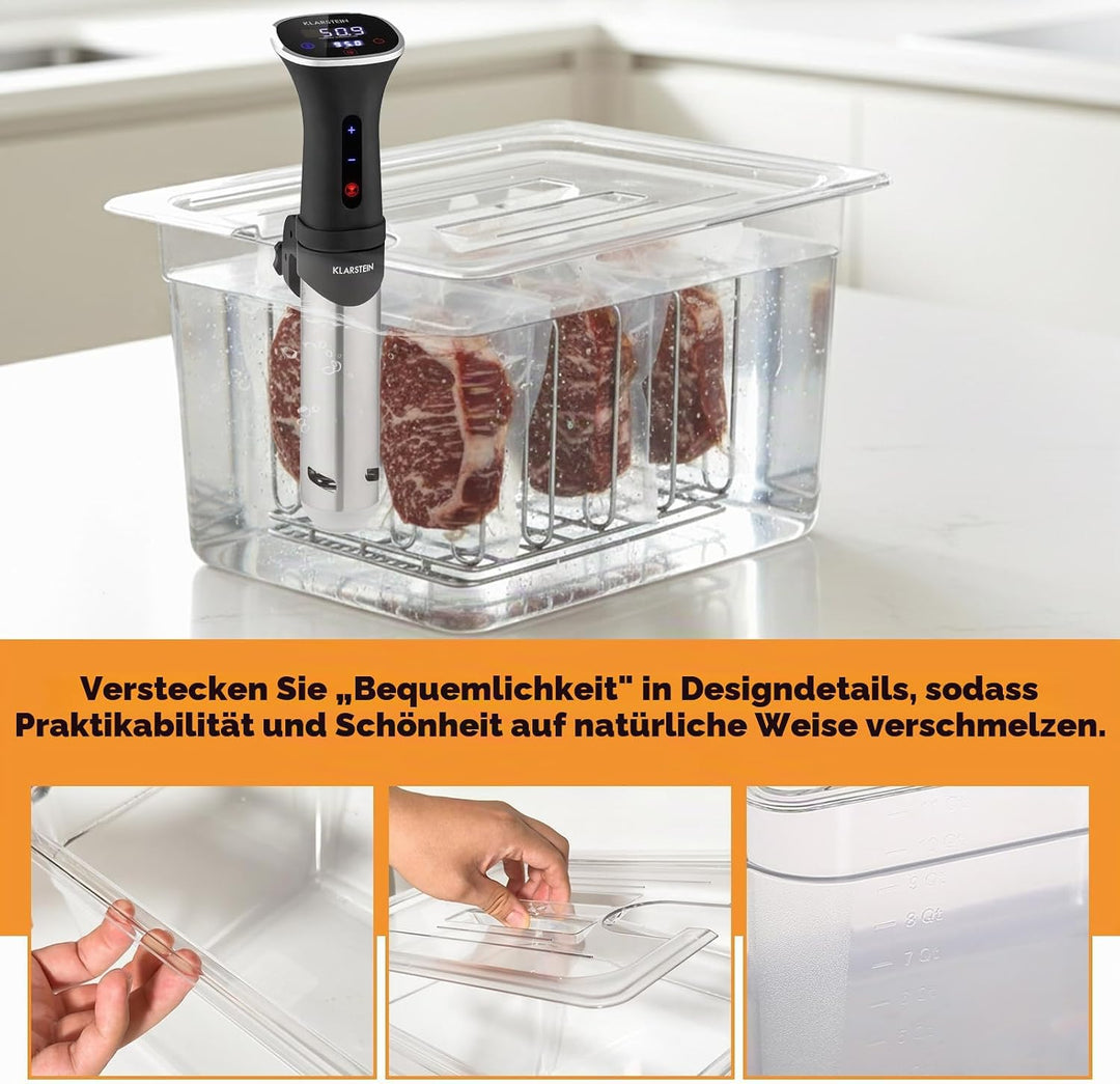 Sous Vide Behälter 11L Mit Deckel und Edelstahl Halterung für Sous Vide Stick Garer Mehrere Marken M