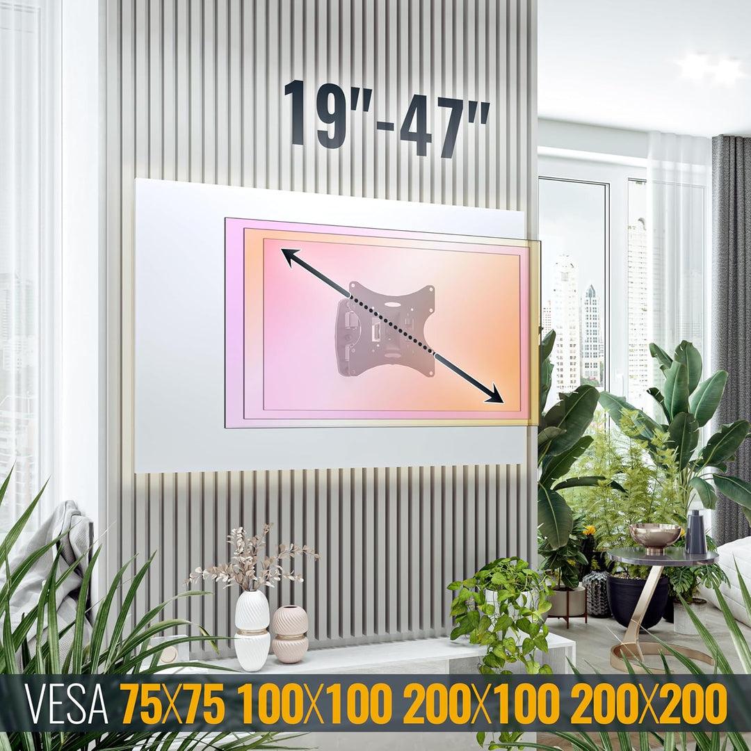 RICOO Monitor Wandhalterung TV Schwenkbar Neigbar für 13-47 Zoll S2522 - Fernseher TV Wandhalterung