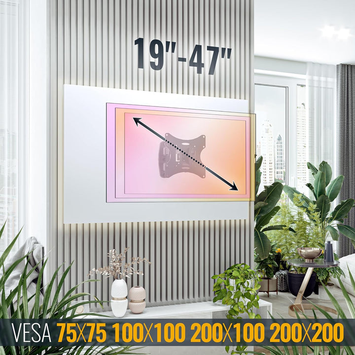 RICOO Monitor Wandhalterung TV Schwenkbar Neigbar für 13-47 Zoll S2522 - Fernseher TV Wandhalterung