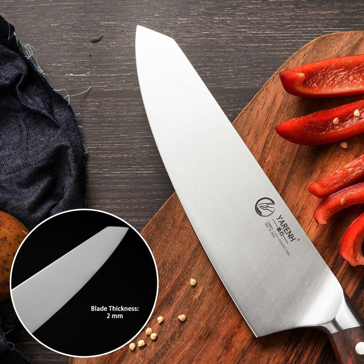 YARENH Kochmesser aus Rostfreiem Stahl, Profi Chefmesser - Scharfe und Langlebige Klinge, 20 cm Klin