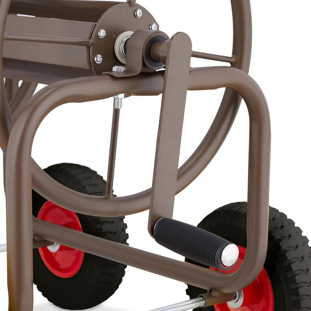 Relaxdays Schlauchwagen, bis 60 m, 4 Vollgummireifen, Klickkupplung, Schlauchtrommel Metall, Schlauc