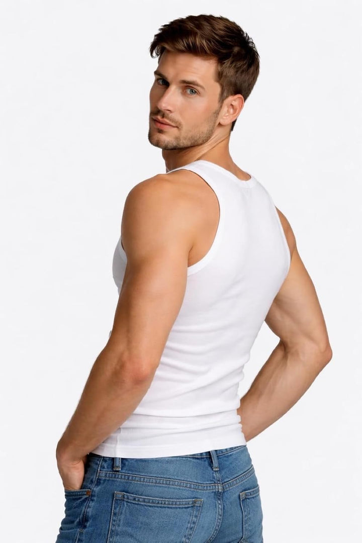 2 | 4 | 6 | 10 Pack Herren Unterhemden Marke Cocain - Achselhemd 100% Baumwolle - Weiss FEINRIPP - G