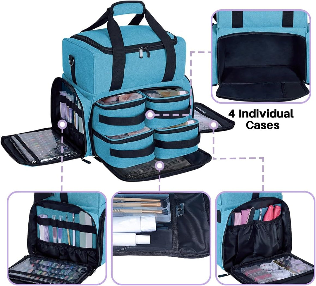 grosse Kosmetiktasche mit 4 abnehmbaren Gehäusen Doppelschicht Reiseveranstalter Make-up-Tasche mit