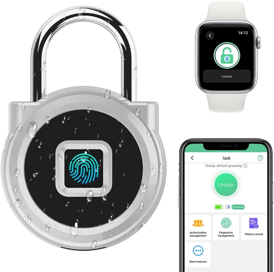 Vorhängeschloss für Spind mit Fingerabdruck Mobiler App Wetterfest Vorhängeschloss mit Zahlencode fü