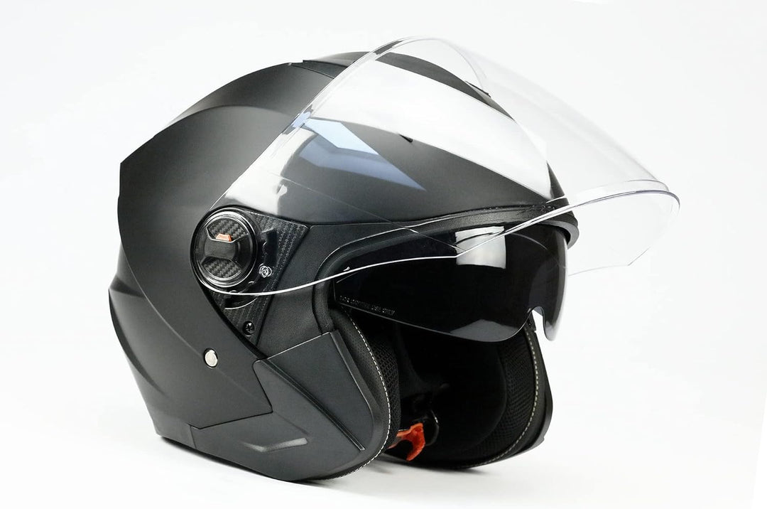 BNO Jet9 Jethelm Helm Motorradhelm mit Langvisier+ Sonnenvisier Matt Schwarz Grösse (S-XL), S