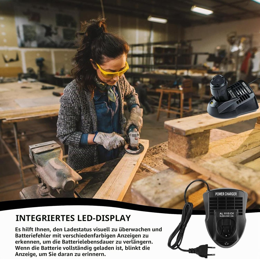 12V Akku Ladegerät für Bosch, Li-ion Ladegerät für Bosch Professional, AL1115CV Akkus Schnellladeger