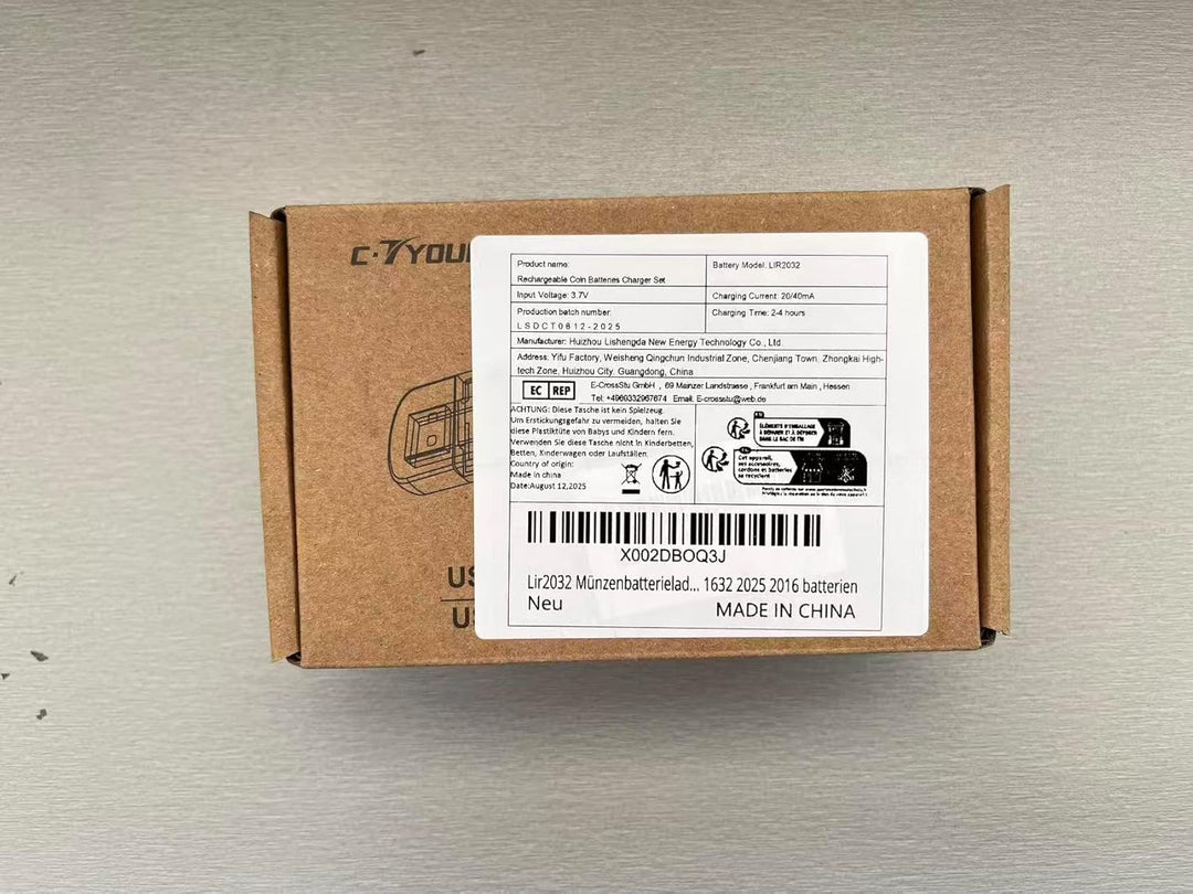 Lir2032 Münzenbatterielader mit 2 Stück aufladbaren 3,6 V 2032 Knopfbatterien für aufladbare 2032 16