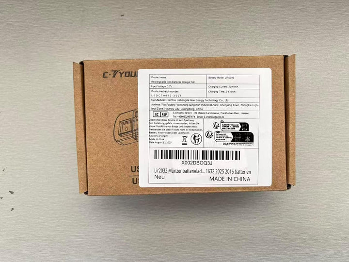 Lir2032 Münzenbatterielader mit 2 Stück aufladbaren 3,6 V 2032 Knopfbatterien für aufladbare 2032 16