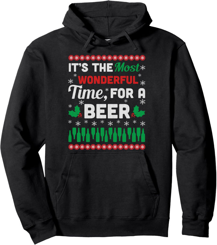 It's The Most Wonderful Time For A Beer Ugly Christmas Pullover Hoodie
