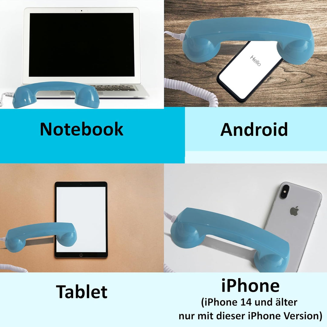 Retro Handyhörer für Apple iPhones mit Lightning (passender Adapter mit inbegriffen) in der Form ein