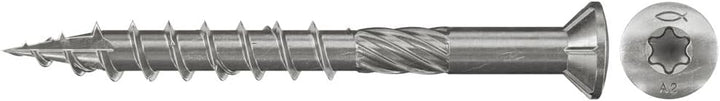 fischer Terrassenschraube 5,0 x 50, Senkkopf, Teilgewinde, nicht rostender Stahl A2, Innenstern Torx