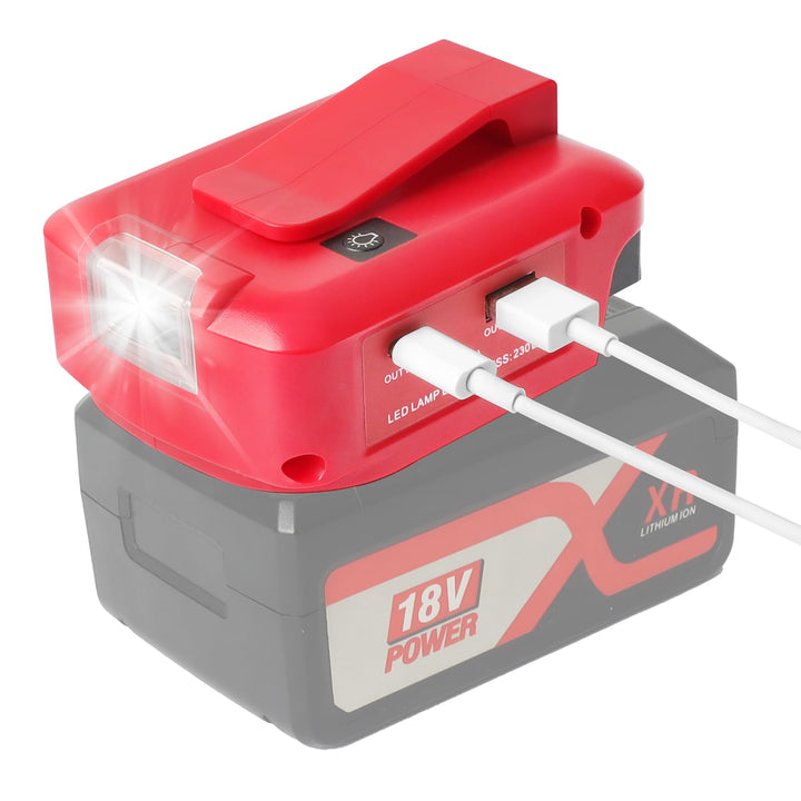QUPERR USB-Akku-Adapter für Einhel_l_Power Change 18V Akku-System mit DC 12V Anschluss & Zwei USB-An