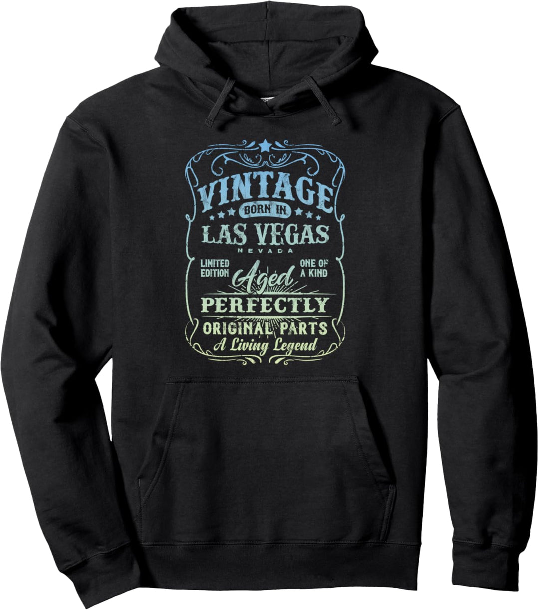 Vintage Born In Las Vegas Nevada Original Birthday Pullover Hoodie