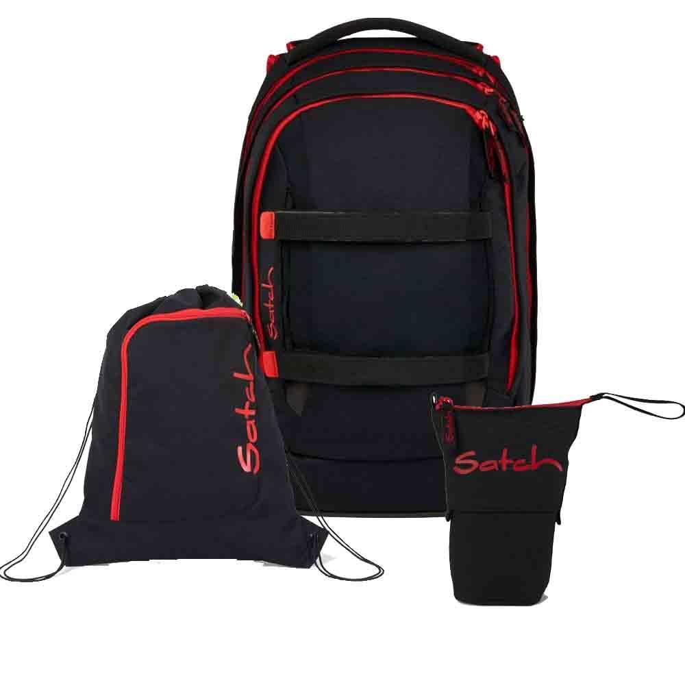 Satch Pack Pencil Slider Light Edition Schulrucksack Set 3tlg. inkl. Sportbeutel (Fire Phantom), Fir