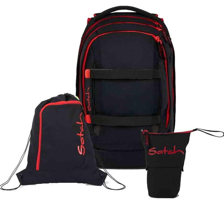 Satch Pack Pencil Slider Light Edition Schulrucksack Set 3tlg. inkl. Sportbeutel (Fire Phantom), Fir
