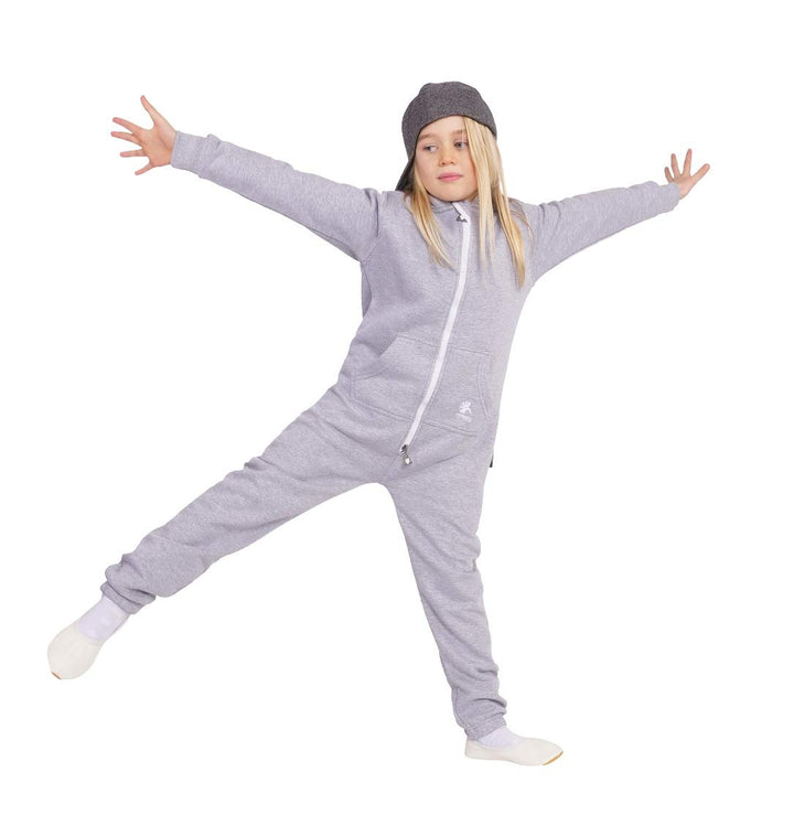 O'Poppy Kinder Jumpsuit Teddy einteilig Jungen Mädchen Overall Kids 122-128 Hellgrau, 122-128 Hellgr