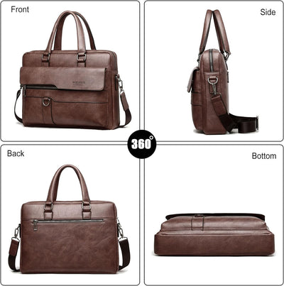 FANDARE Herren Laptop Handtasche Business Aktentasche PU Leder Arbeitstasche Umhängetasche Henkeltas