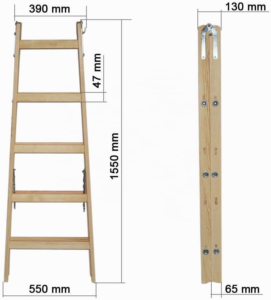 Systafex® Leiter Doppelstufenleiter Malerleiter Elektrikerleiter Stehleiter Holzleiter (5 Stufen) 1,