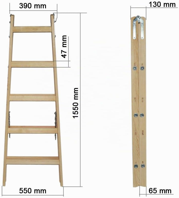 Systafex® Leiter Doppelstufenleiter Malerleiter Elektrikerleiter Stehleiter Holzleiter (5 Stufen) 1,