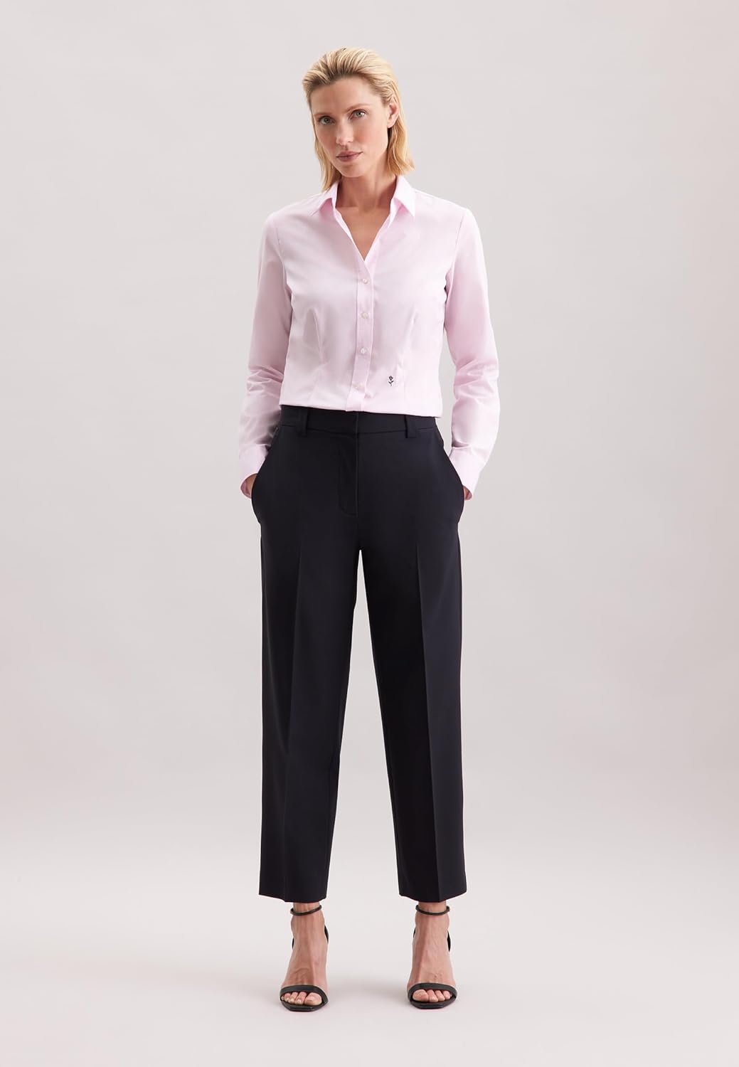 Seidensticker Damen Bluse - Hemdbluse - Slim Fit - Langarm - Uni - 100% Baumwolle