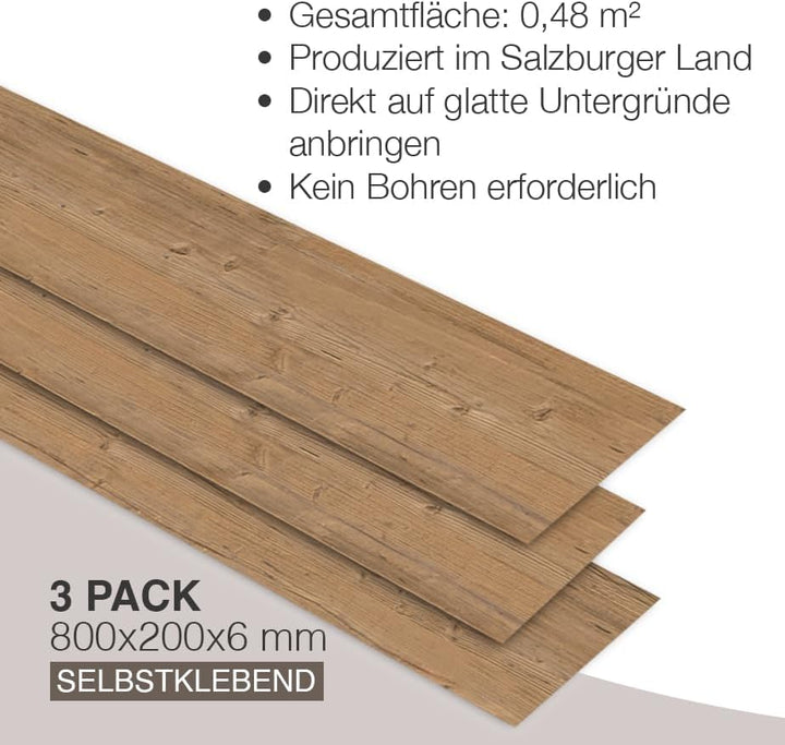 SUN WOOD Stick-it Holz Wandverkleidung selbstklebend Altholz Design STALLGRAU 60-3 Wandpaneele zum K