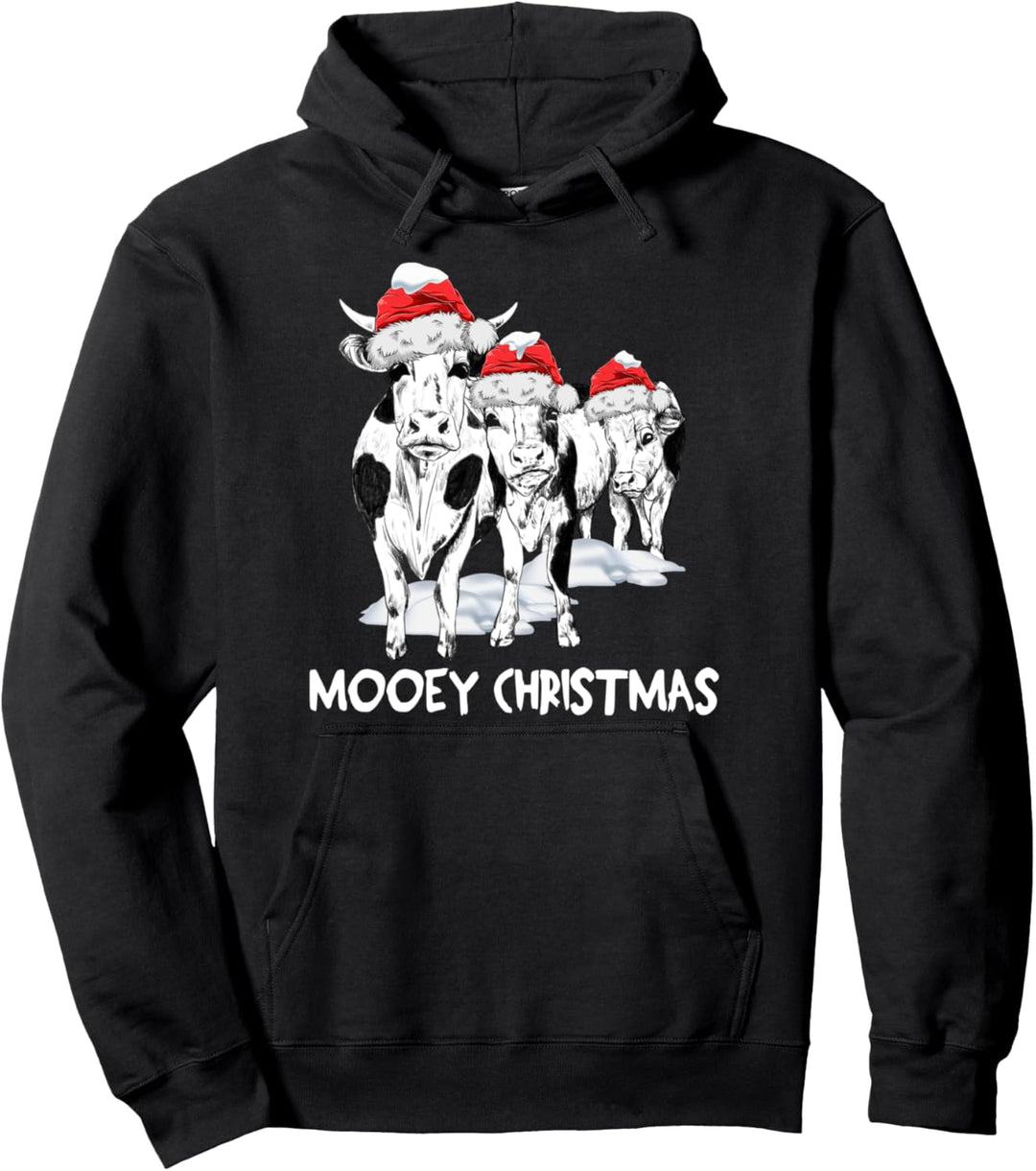 Kuh Weihnachten Weihnachtsbaum Weihnachtsmütze Lustiges Kühe Pullover Hoodie
