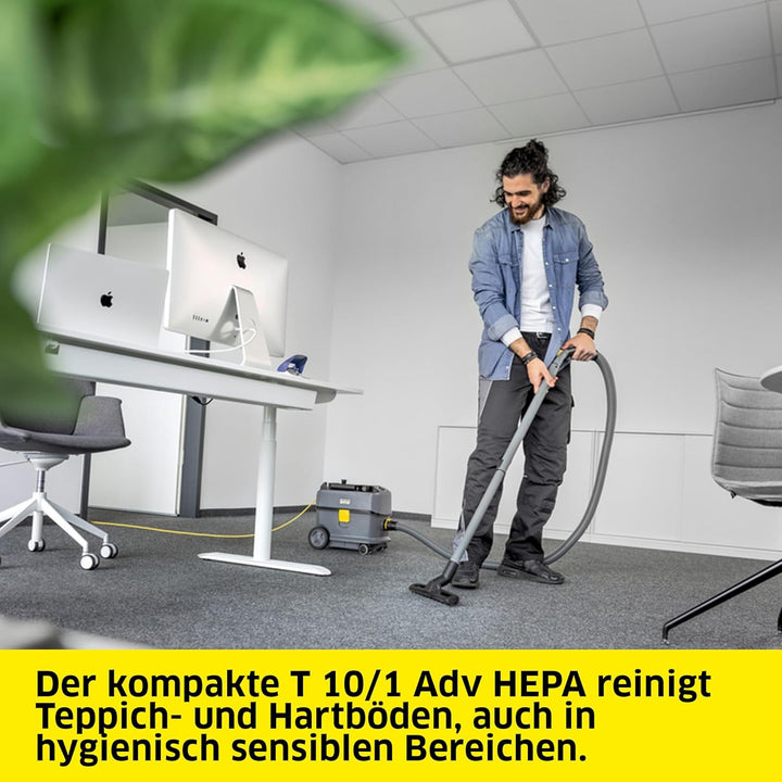 Kärcher Trockensauger T 10/1 ADV HEPA, für Textil- und Hartböden, 10-l-Behälter, Leistung: 585 W, Sc