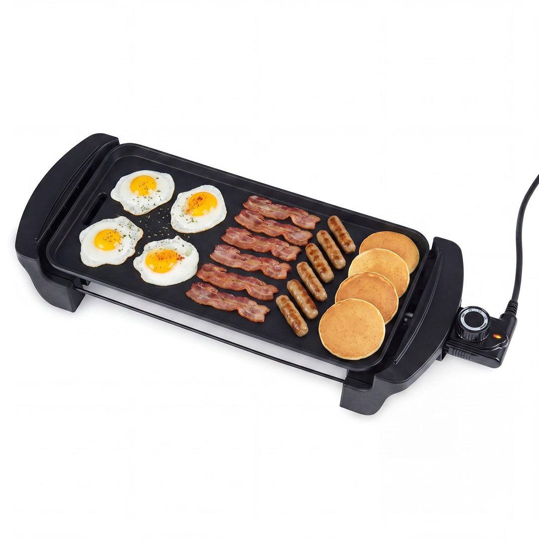 LIFEZEAL Elektrische Grillplatte, Tischgrill mit Grillfläche (50x20x8 cm), 50x20x8 cm