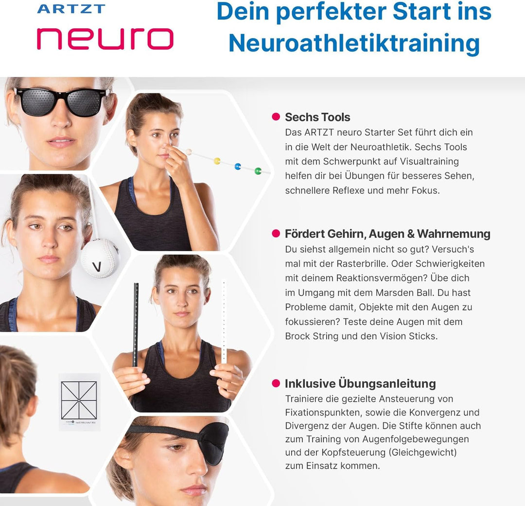 Starter Set | Neuroathletiktraining für besseres Sehen, Reflexe & Fokus | Inklusive Sehtafeln, Brock