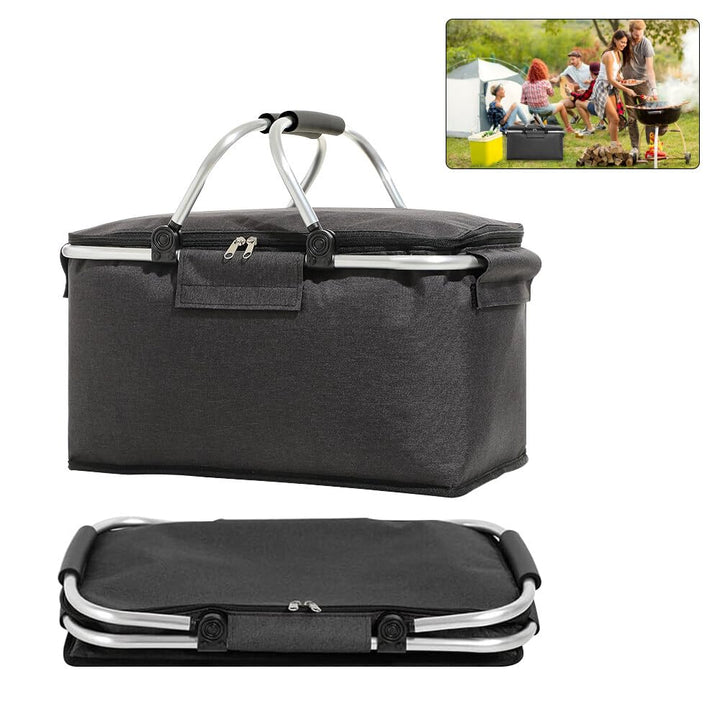 ZOYDP Einkaufskorb Faltbar 18L, Thermo Einkaufskorb als Picknickkorb，Einkaufskorb mit Deckel, Alumin