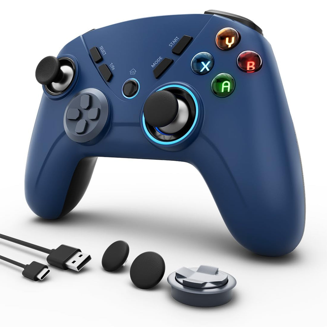 PC Joystick, Wireless Game Controller mit Double Vibration, 4 Programmierbare Tasten, Turbo, 6-Achse