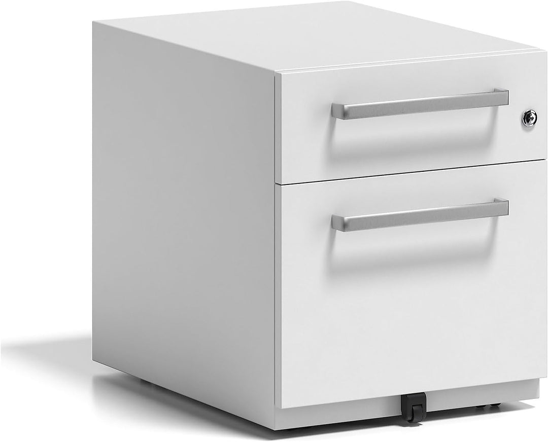 BISLEY Rollcontainer Note mit Griff, 1 Universalschublade, 1 HR-Schublade, Metall, 696 Verkehrsweiss