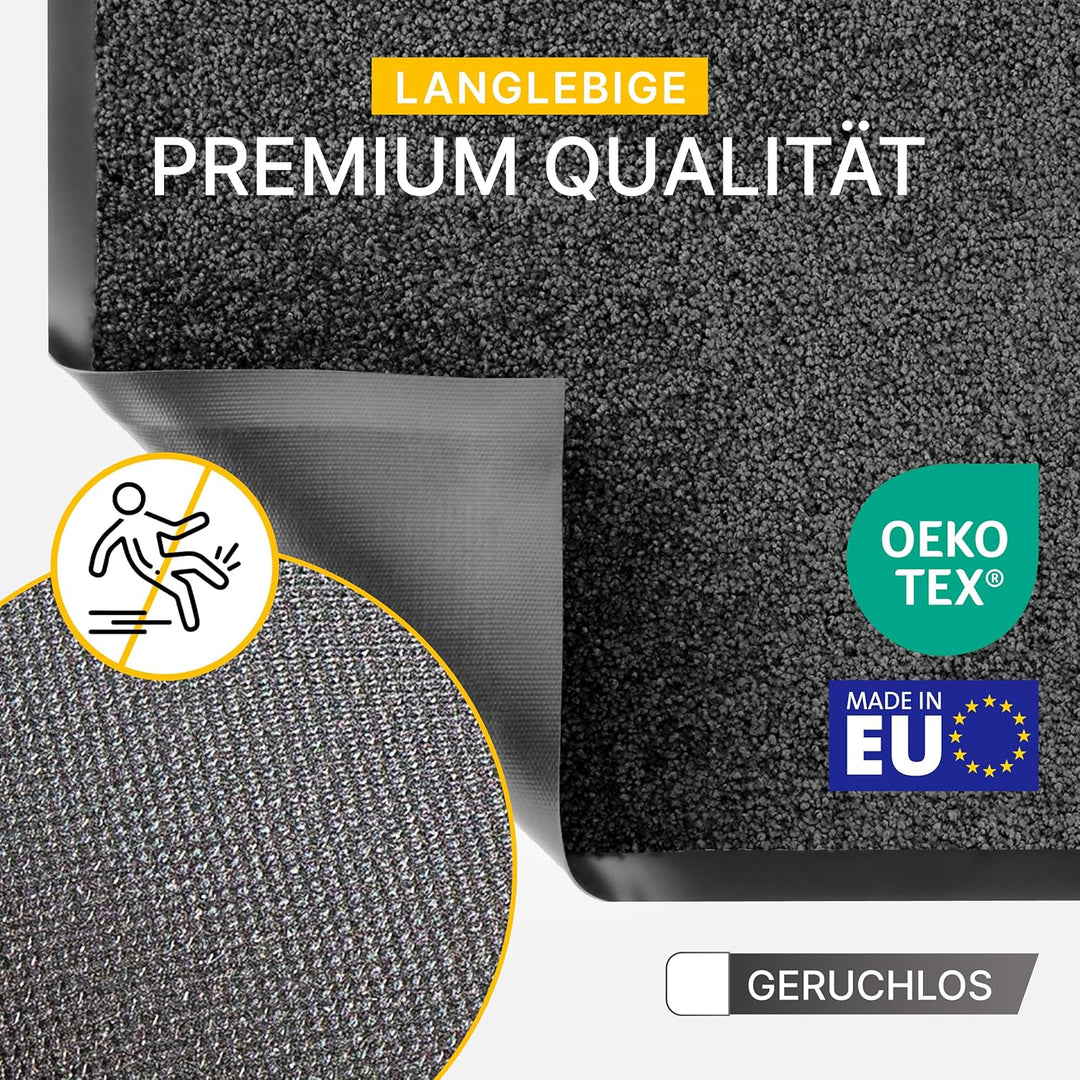 Entrando Fussmatte 40x60 cm rutschfest & farbecht – waschbare Schmutzfangmatte für drinnen & drausse